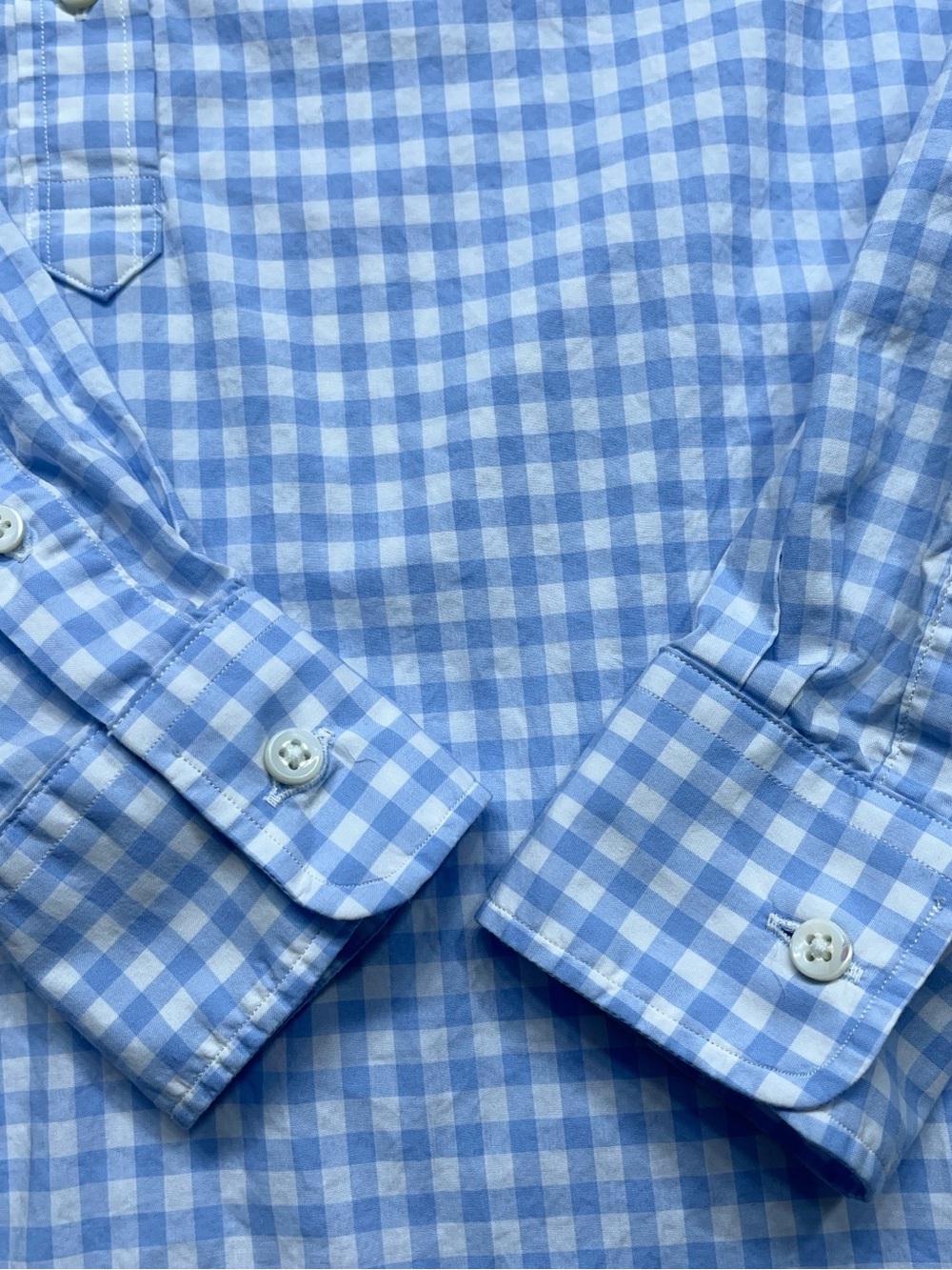 Ann Mashburn Popover Shirt Womens Small Blue Long Sleeve Gingham Poplin - Picture 6 of 16